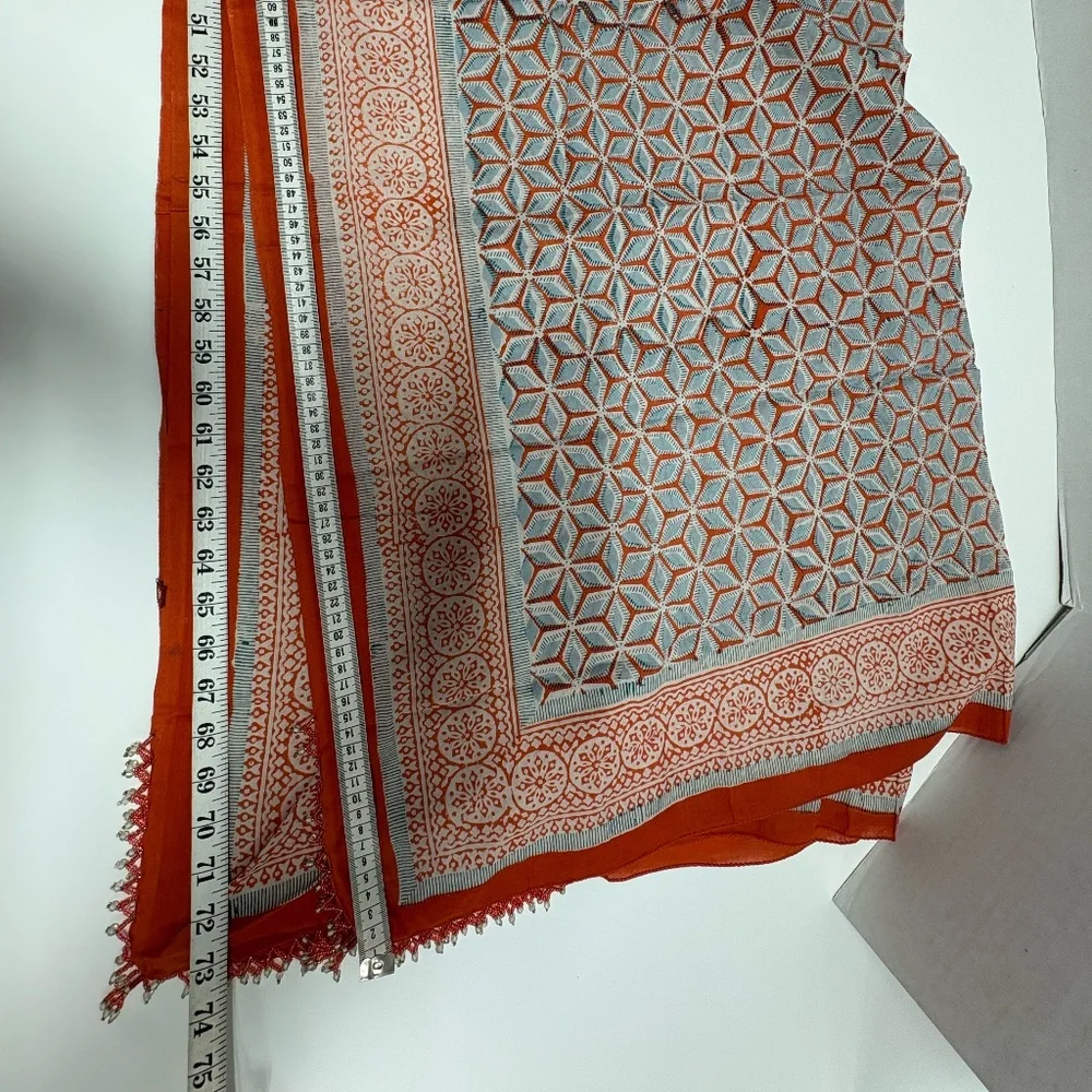 Bold Orange/Red Geometric Prints Patterns Scarf or Sarong - 73